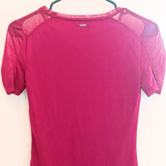 DKNY Magenta Mesh-Sleeve Short Sleeve Top – Size XXS - Picture 6 of 6